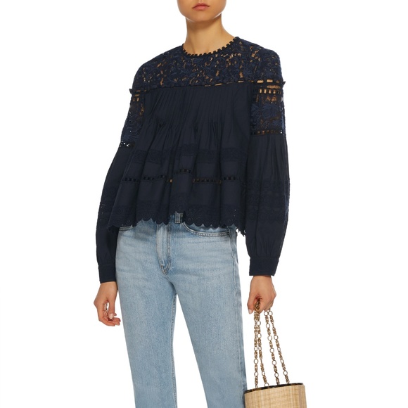 SEA Tops - SEA Mara Eyelet Button Blouse NWT